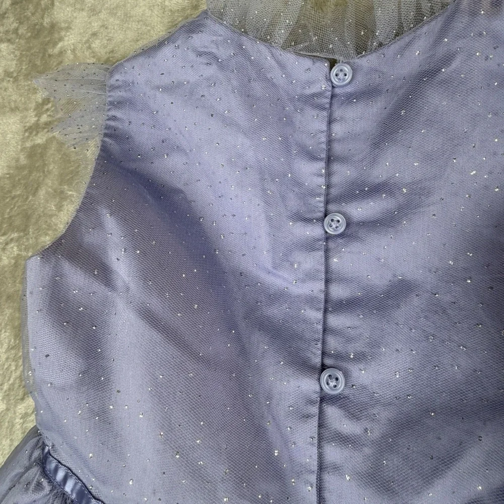 Janie and Jack Girls Lavender Purple Glitter Tulle Tiered Party Dress Size 5